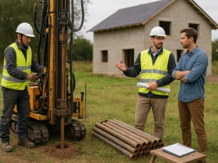 Ingenieros realizando un estudio geotécnico