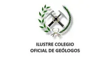 Logo del Ilustre Colegio Oficial de Geólogos con herramientas y símbolos de geología.
