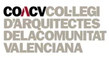 Logo del Colegi d'Arquitectes de la Comunitat Valenciana, con texto en colores negro y beige.