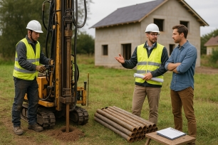 Ingenieros realizando un estudio geotécnico